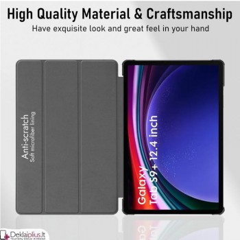 Dirbtinės odos atverčiamas dėklas - juodas (Samsung Tab S9 Plus (SM-X810-SM-X816) Dirbtinės odos atverčiamas dėklas - juodas (Samsung Tab S9 Plus (SM-X810-SM-X816)